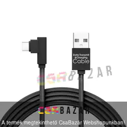 USB GAMER töltőkábel - USB Type-C Android 2m szövet adatkábel fekete