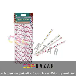 Papír szívószál gyümölcsös mintákkal 16 db-os