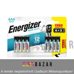 8 db-os Energizer MAX PLUS AAA-LR03 1,5V alkaline ceruzaelem csomag
