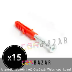 Tipli + csavar - 8 x 40 mm - 15 db / csomag