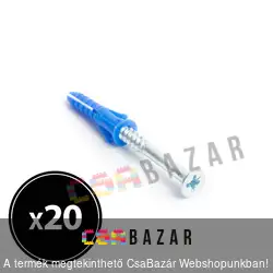 Tipli + csavar - 8 x 40 mm - 20 db / csomag
