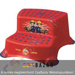 Gyerek sámli, lépcsős fellépő Sam a tűzoltó dekorral - magassága: 10,5 és 20,5 cm