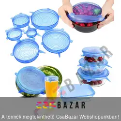 Szilikonos edényzáró sapka szett 6 db-os