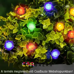 LED szolár fényfüzér virág 2,3 m - 20 LED - színes