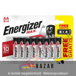 8+4 db-os Energizer AA-LR6, 1,5V, MAX alkaline ceruzaelem csomag