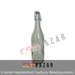 Pálinkás üveg 1 L csatos kupakkal