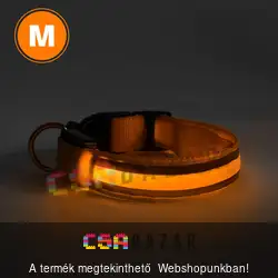 Világítós kutya nyakörv M-es méret - narancssárga - USB-s tölthető