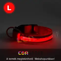 Világítós kutya nyakörv L-es méret - piros - USB-s tölthető