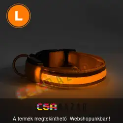 Világítós kutya nyakörv L-es méret - narancssárga - USB-s tölthető