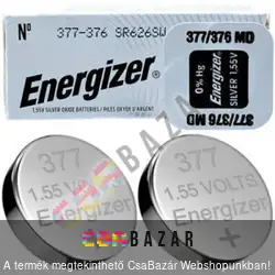 Energizer 377/376 1,55V alkaline gombelem, óraelem
