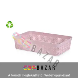 Fonott mintás műanyag tároló kosár A4 30 x 19 x 7 cm nagy