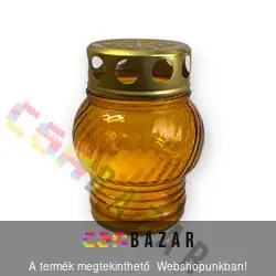 Üveg mécses sárga 10cm fém fedeles
