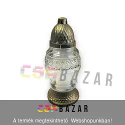 Üveg mécses nagy fehér 26 cm antikolt fedeles