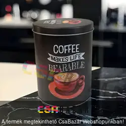 Fém kávésdoboz, díszdoboz - henger