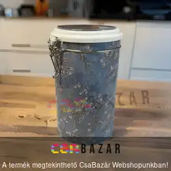 Aromazáró fém kávésdoboz, díszdoboz - henger