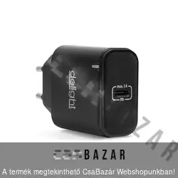 Hálózati adapter Type-C 20 watt - gyorstöltő - fekete