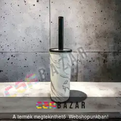 WC kefe dekoros, hengeres tartóval - fehér márvány mintás
