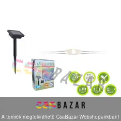 LED-es szolár drót fényfüzér 2 funkciós - 200 db színes RGB LED - 10+2 m