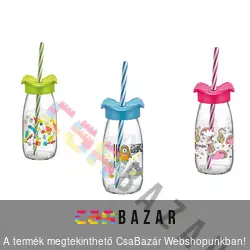 Üveg szívószállal 250 ml