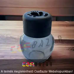 Üveg fűszertartó csavaros tetővel - fekete/szürke - 210 ml