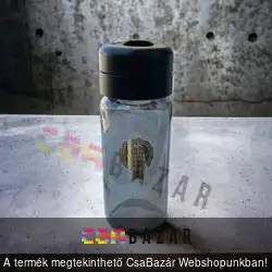 Üveg fűszertartó csavaros tetővel - fekete/szürke - 245 ml