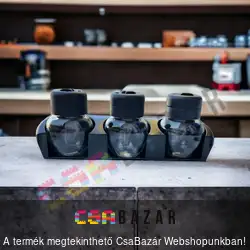 3 db üveg fűszertartó csavaros tetővel - fekete/áttetsző - 210 ml - tartóval