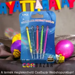Színes lángokkal égő szülinapi gyertya 5 db/csomag