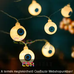 Halloween-i LED-es fényfüzér szemgolyó - 12 LED elemes 1,65 m