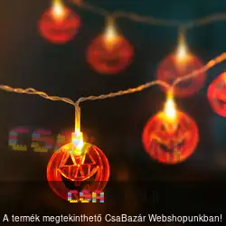 Halloween-i LED-es fényfüzér tök - 10 LED elemes 1,35 m