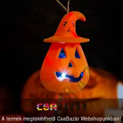 Halloween-i felakasztható RGB LED-es lámpa - narancs / fekete - elemes