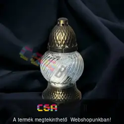 Üveg mécses 20cm fedeles antik arany