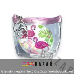 Pénztárca - zippzárral 10 x 8 x 3 cm - flamingós