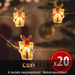 LED fényfüzér ajándék 2,2 m - 20 LED - melegfehér - 2 x AA
