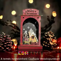 Karácsonyi LED -es dísz, lámpás 22 cm - piros