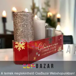 Glamours adventi gyertya 4 db-os lépcsős krém, rosegold, metál, glitter - vegyes csomag - 5 cm átmérő
