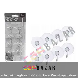 Tapadókorongos akasztó 8 db-os szett 4 cm fém kampóval