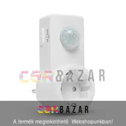 Mozgásérzékelős konnektor IP20 - 120° - 10 m - max 1200W - fehér