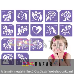 Csillámtetováló sablon szett - Lovak és Unikornisok 15 db-os