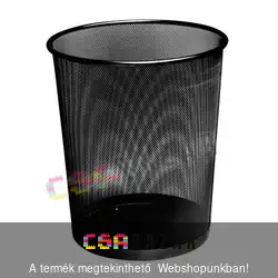 Kerek fémhálós papírkosár - fekete