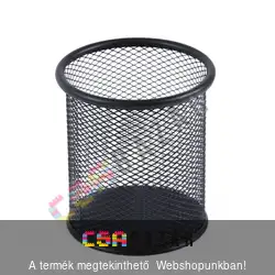 Kerek fémhálós asztali ceruzatartó, tolltartó - fekete