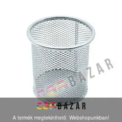 Kerek fémhálós asztali ceruzatartó, tolltartó - ezüst