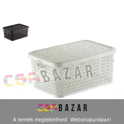 Fonott mintás műanyag kosár 20L 30x41,5x20 cm - tetővel