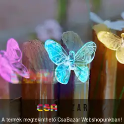 LED szolár fényfüzér pillangó 2,9 m - 10 LED - színes