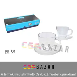 Üveg kávés készlet dobozban 12 db-os