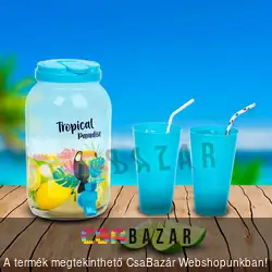 Italadagoló csappal, pohárszettel - 3,8 L - trópusi mintás