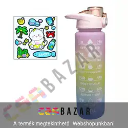 Sport, motivációs kulacs műanyag 1 L - opálos, színátmenetes, matricával