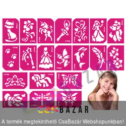 Csillámtetováló sablon szett lányoknak 21 db-os