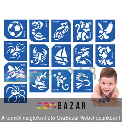 Csillámtetováló sablon szett fiúknak 15 db-os