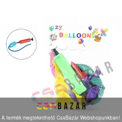 Színes lufi csomag pumpával 10 db-os