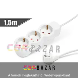 Hálózati elosztó 3 aljzattal 1,5 m
